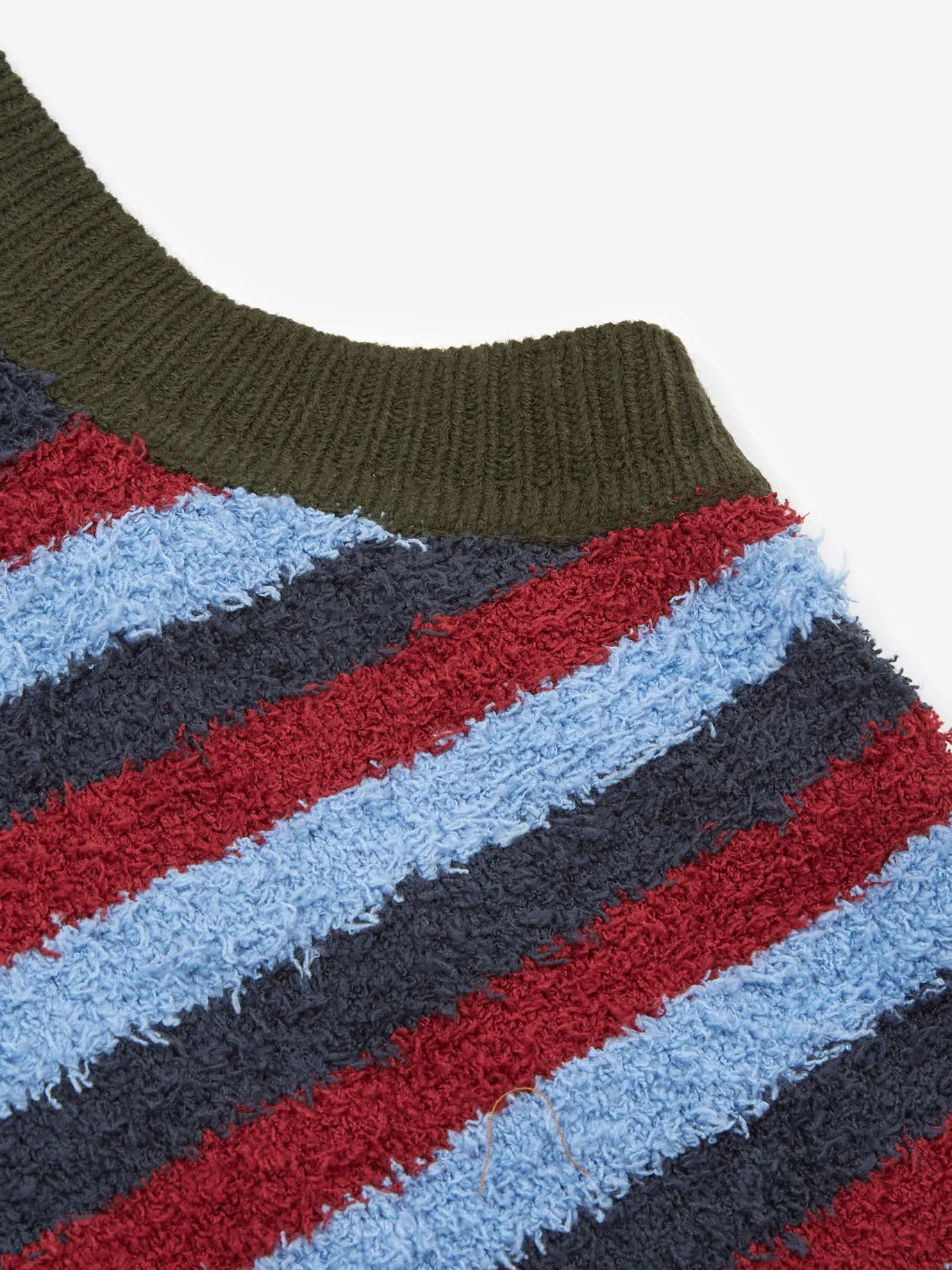 Brain Dead Teddy Fur Striped Vest - Blue Multi