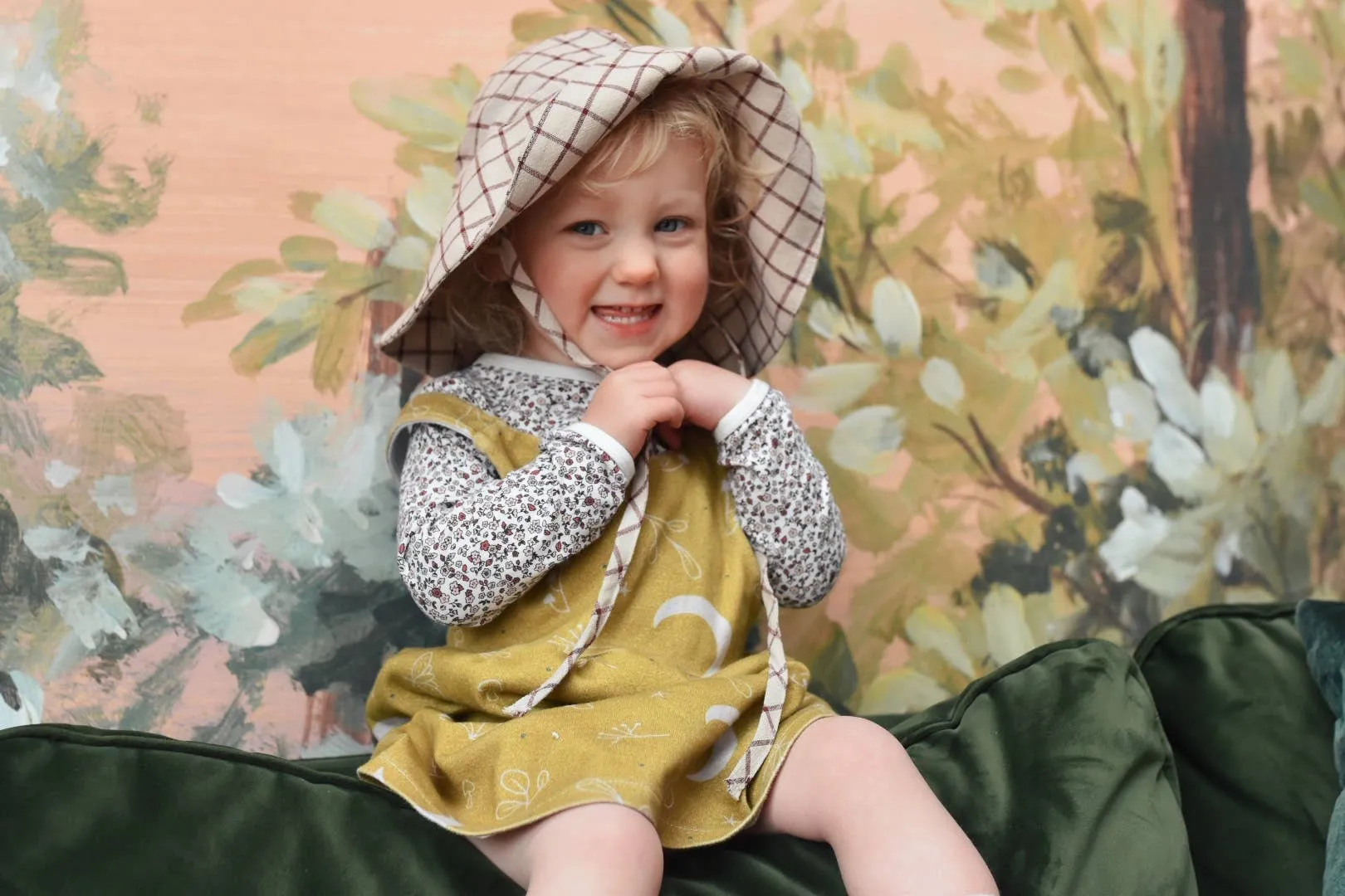 Brimmed Sun Hat - Pinstripe Blue