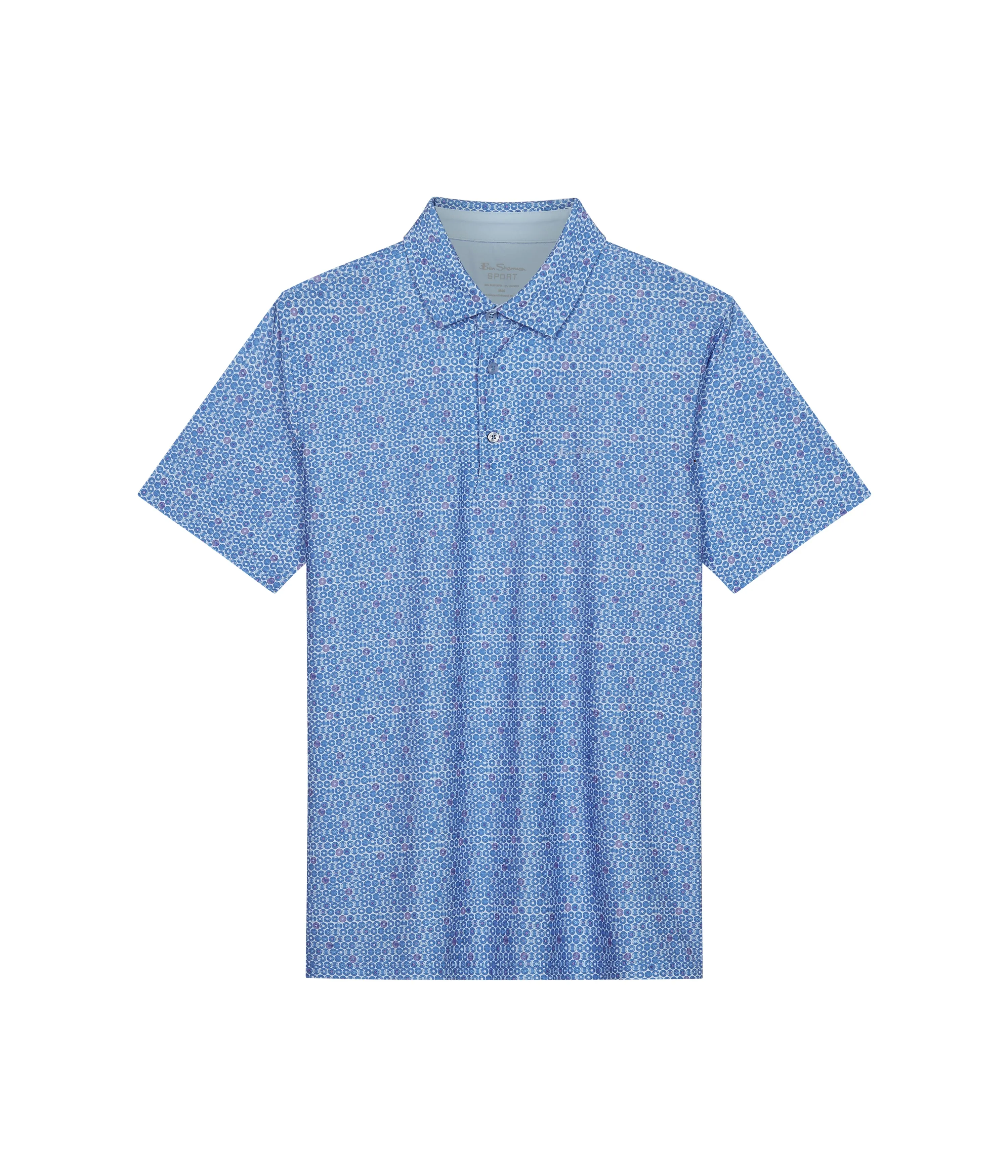 Broken Record Tech Jersey Sports Fit Polo - Blue