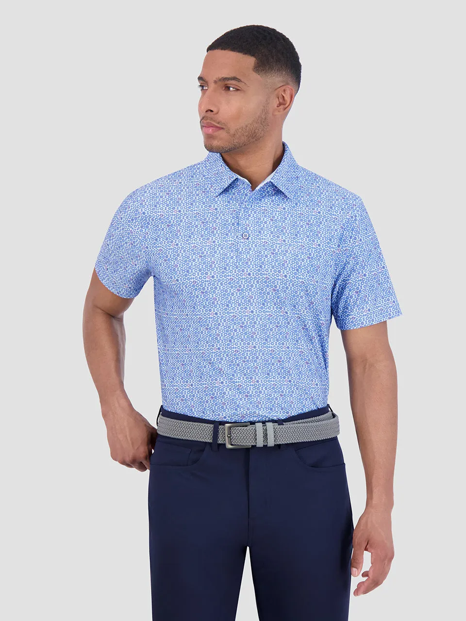 Broken Record Tech Jersey Sports Fit Polo - Blue