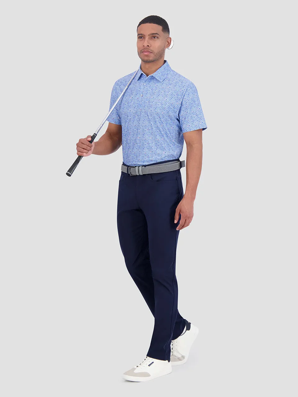 Broken Record Tech Jersey Sports Fit Polo - Blue