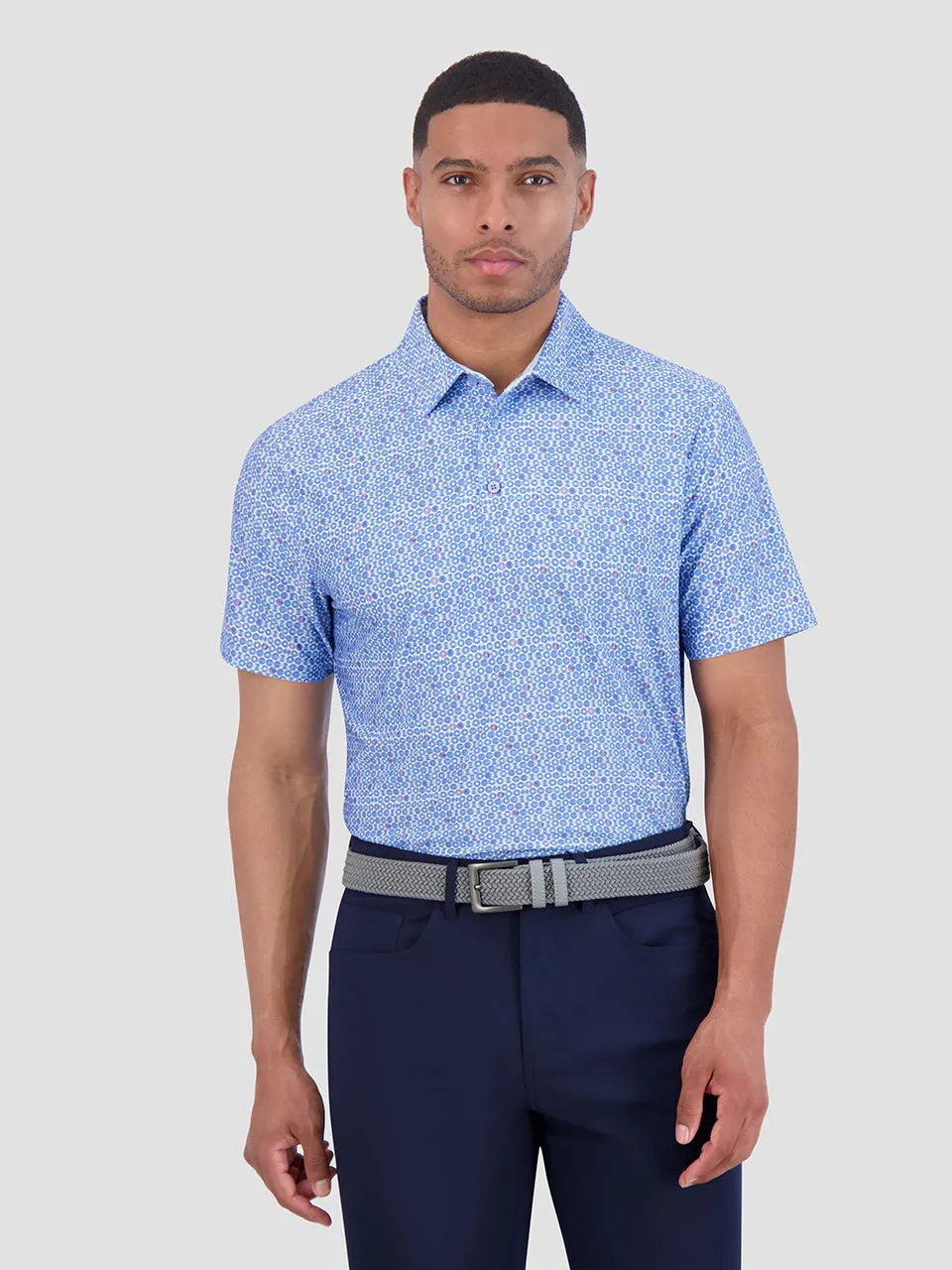 Broken Record Tech Jersey Sports Fit Polo - Blue