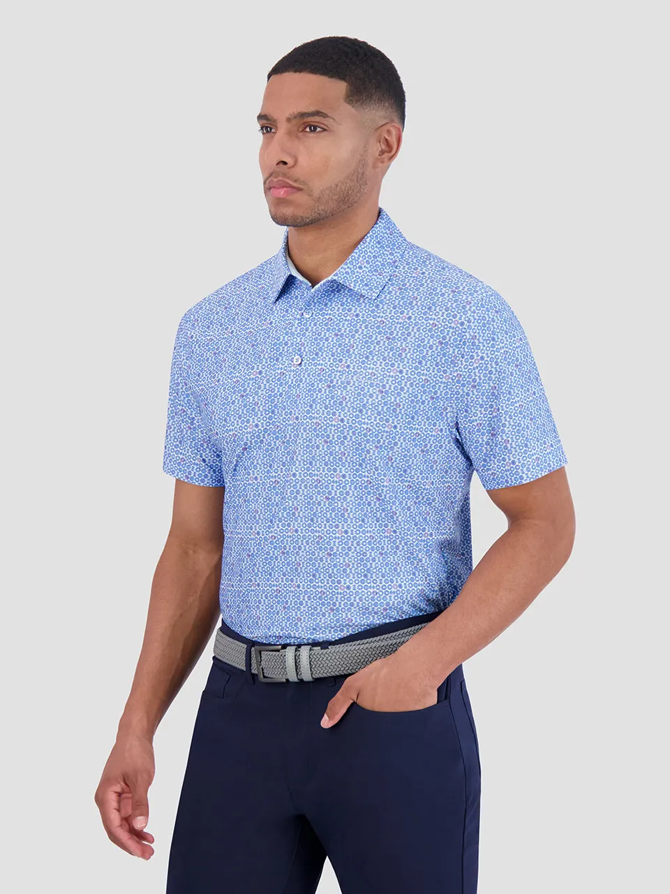 Broken Record Tech Jersey Sports Fit Polo - Blue