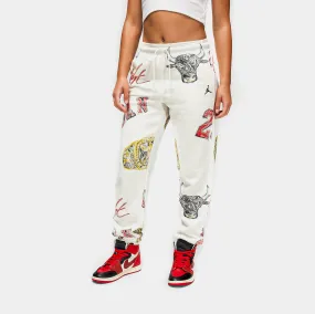 Brooklyn Fleece All Over Print Womens Pants (Sail/Black)