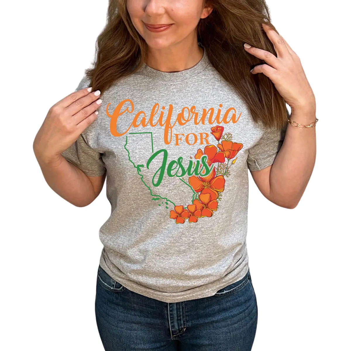 California For Jesus With Poppies T-Shirt