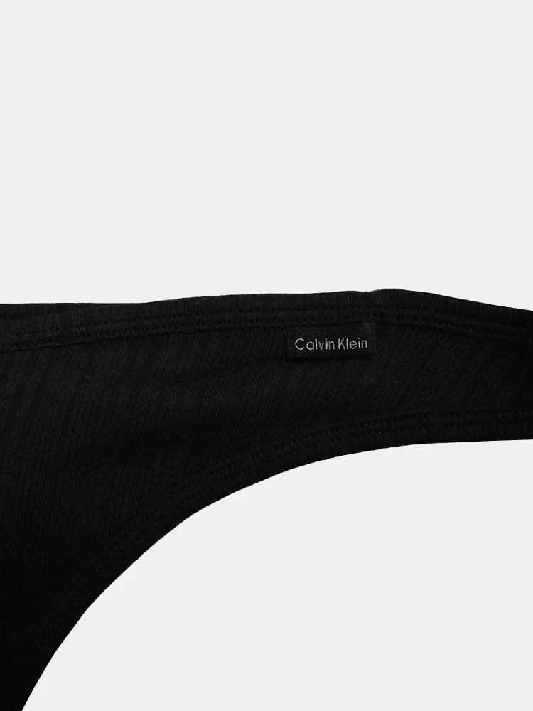 Calvin Klein Ribbed Thong - Black