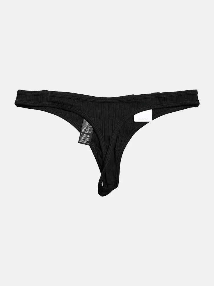 Calvin Klein Ribbed Thong - Black