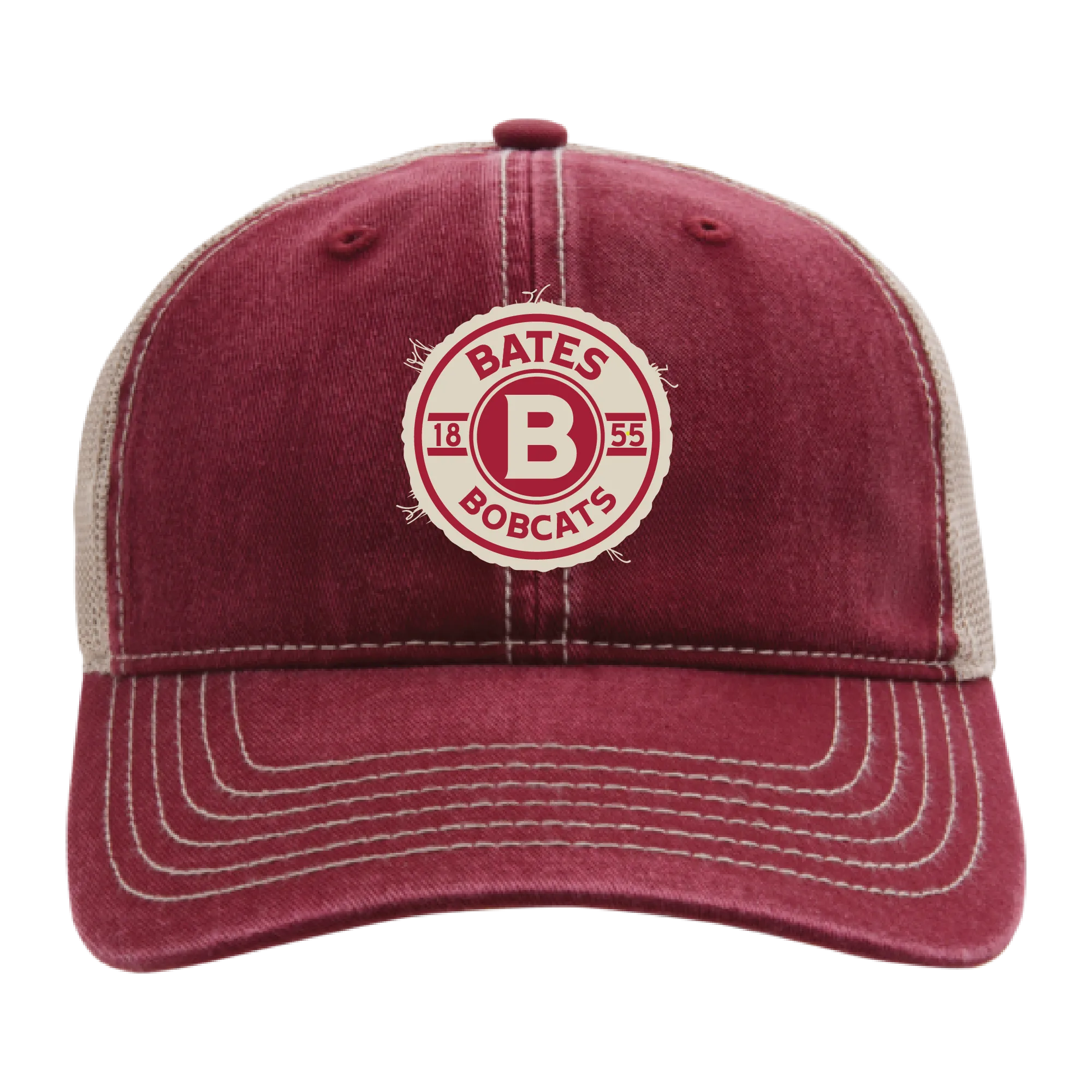 Cap with Distressed BATES COLLEGE 1855 Embroidered Patch