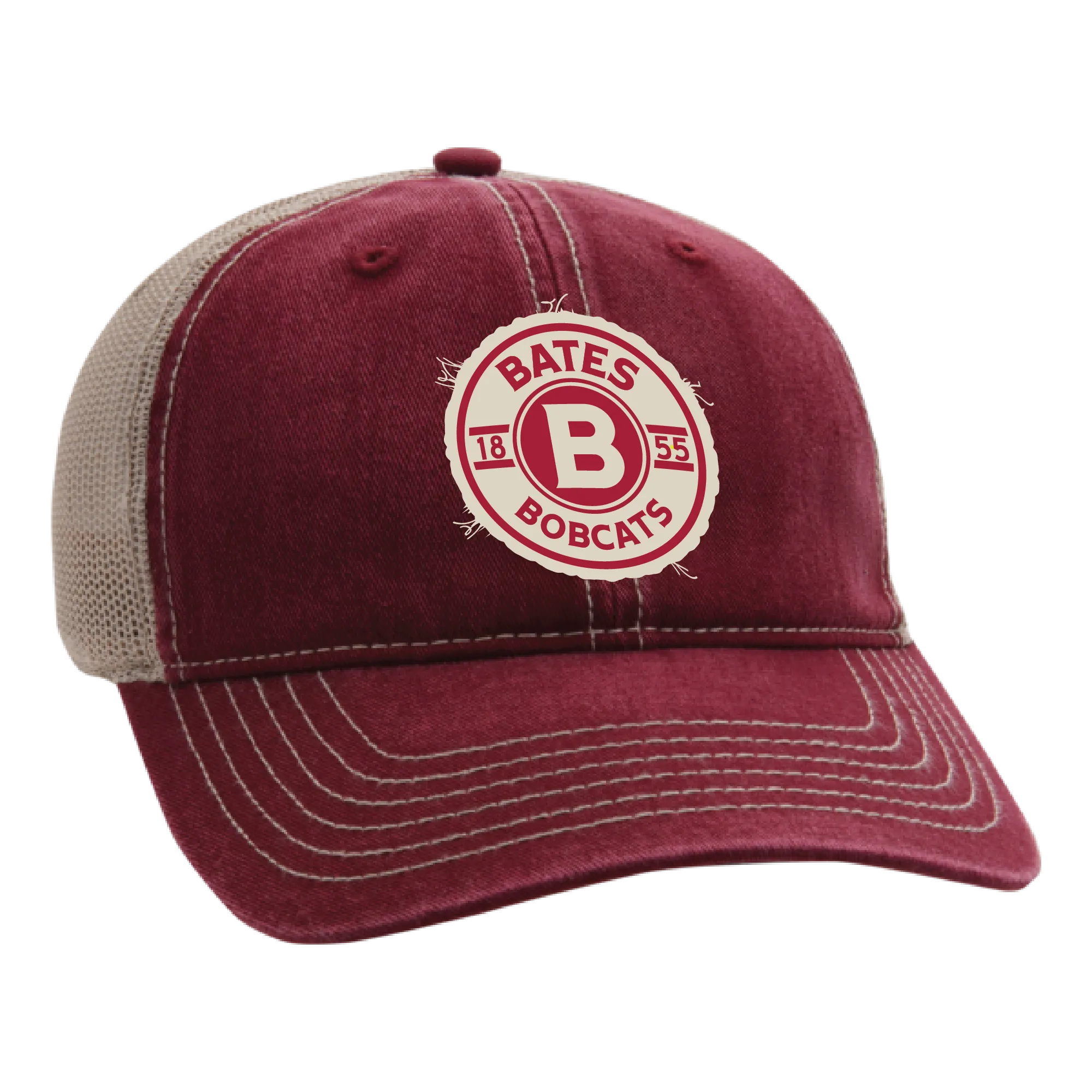 Cap with Distressed BATES COLLEGE 1855 Embroidered Patch