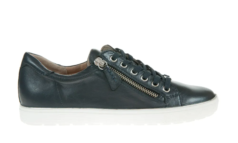 Caprice - Manou Zip-Up Leather Trainer Navy