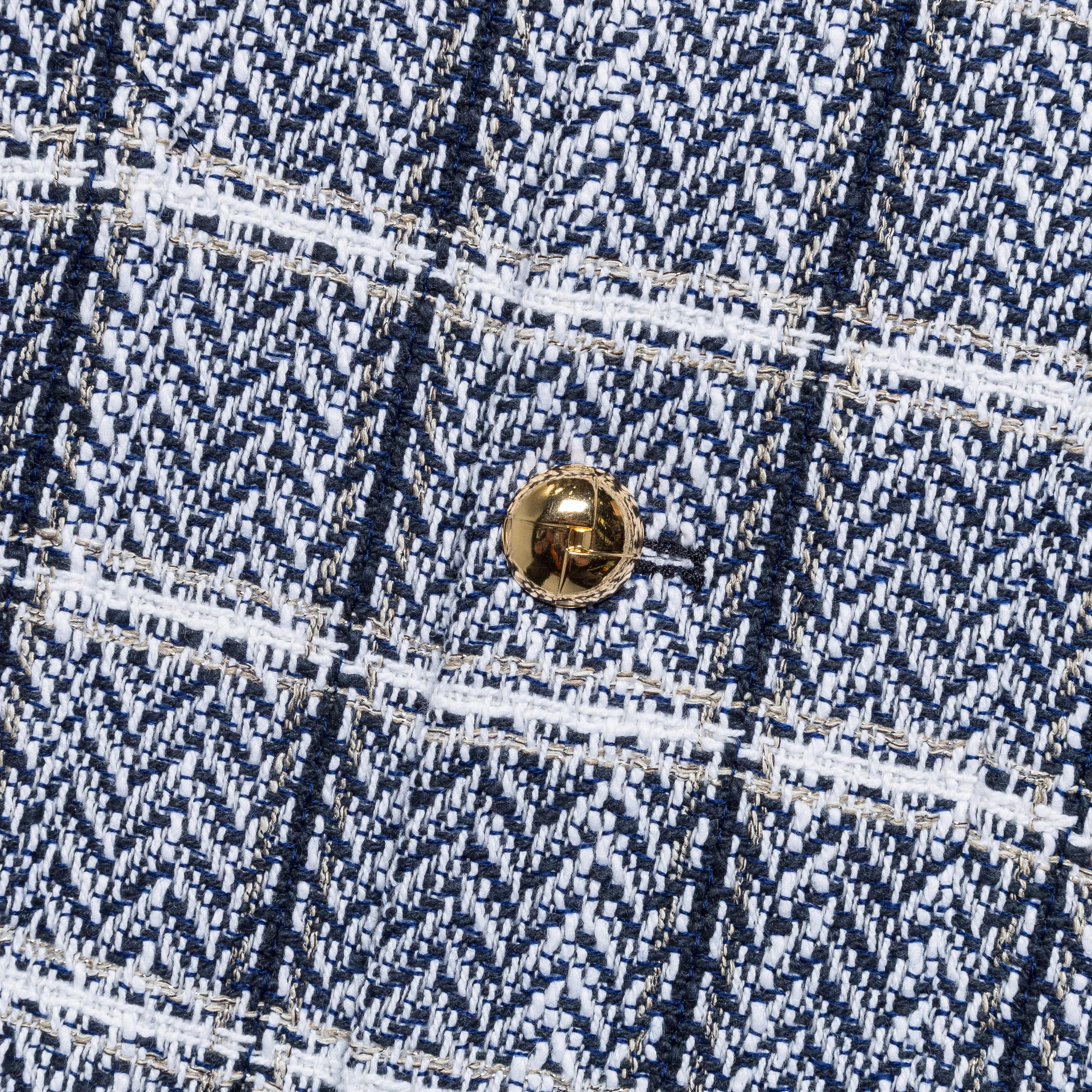 Cardigan Coat - Navy Cotton/Lurex Plaid Tweed