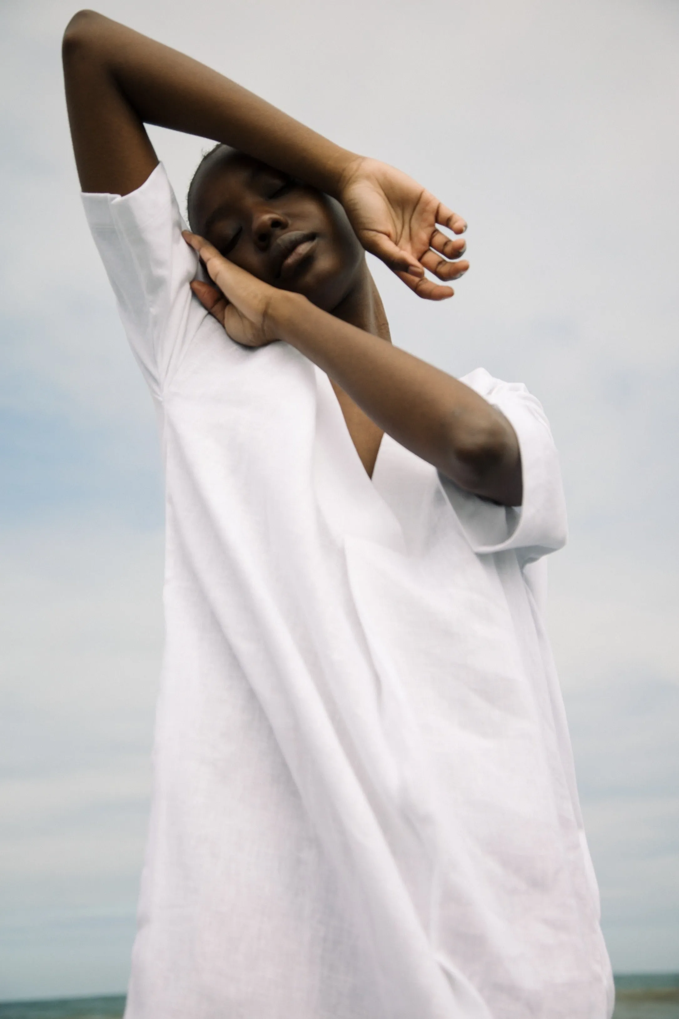 Cari-May Organic Cotton and Linen Dress in White