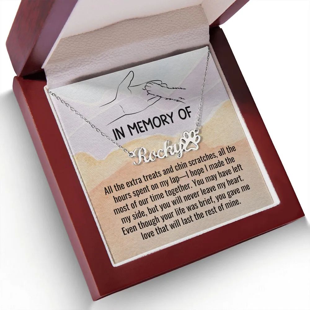 Cat Memorial Custom Name Necklace Jewelry, In Memory of, Loss of Cat, Pet Sympathy Gift