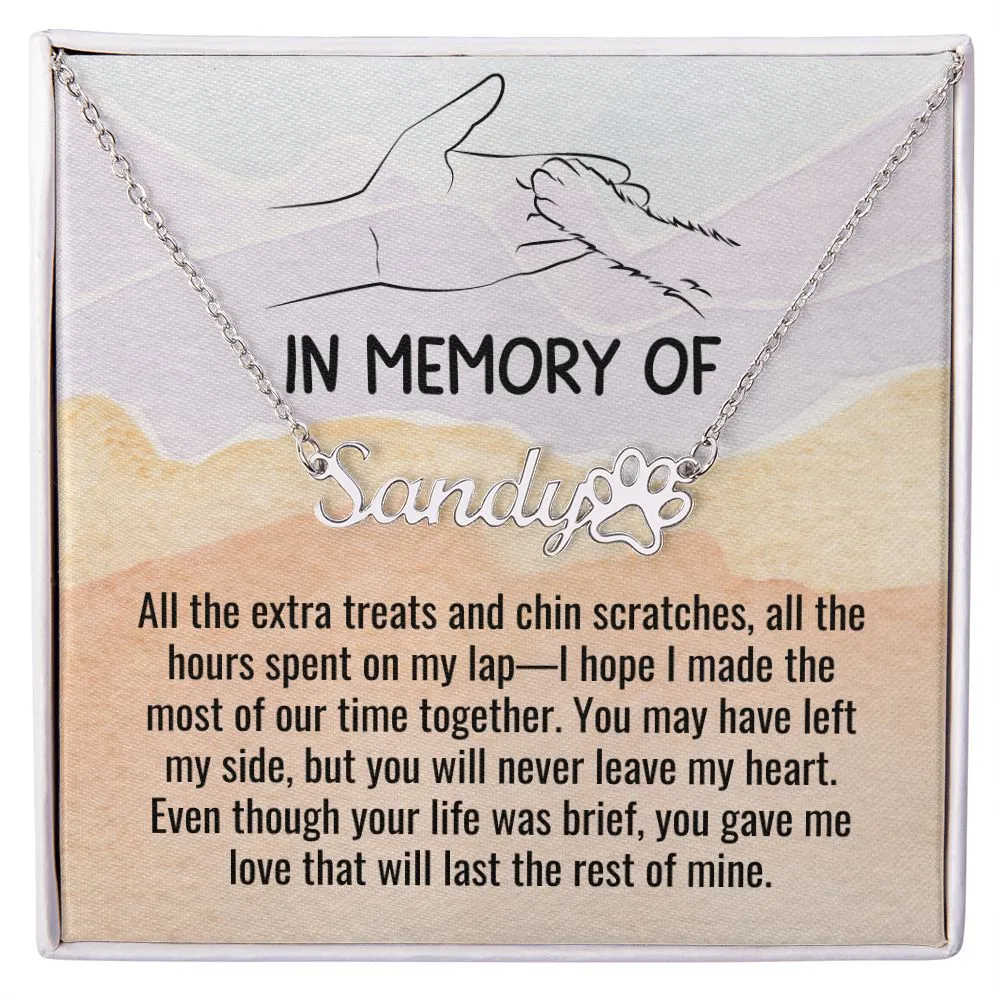 Cat Memorial Custom Name Necklace Jewelry, In Memory of, Loss of Cat, Pet Sympathy Gift