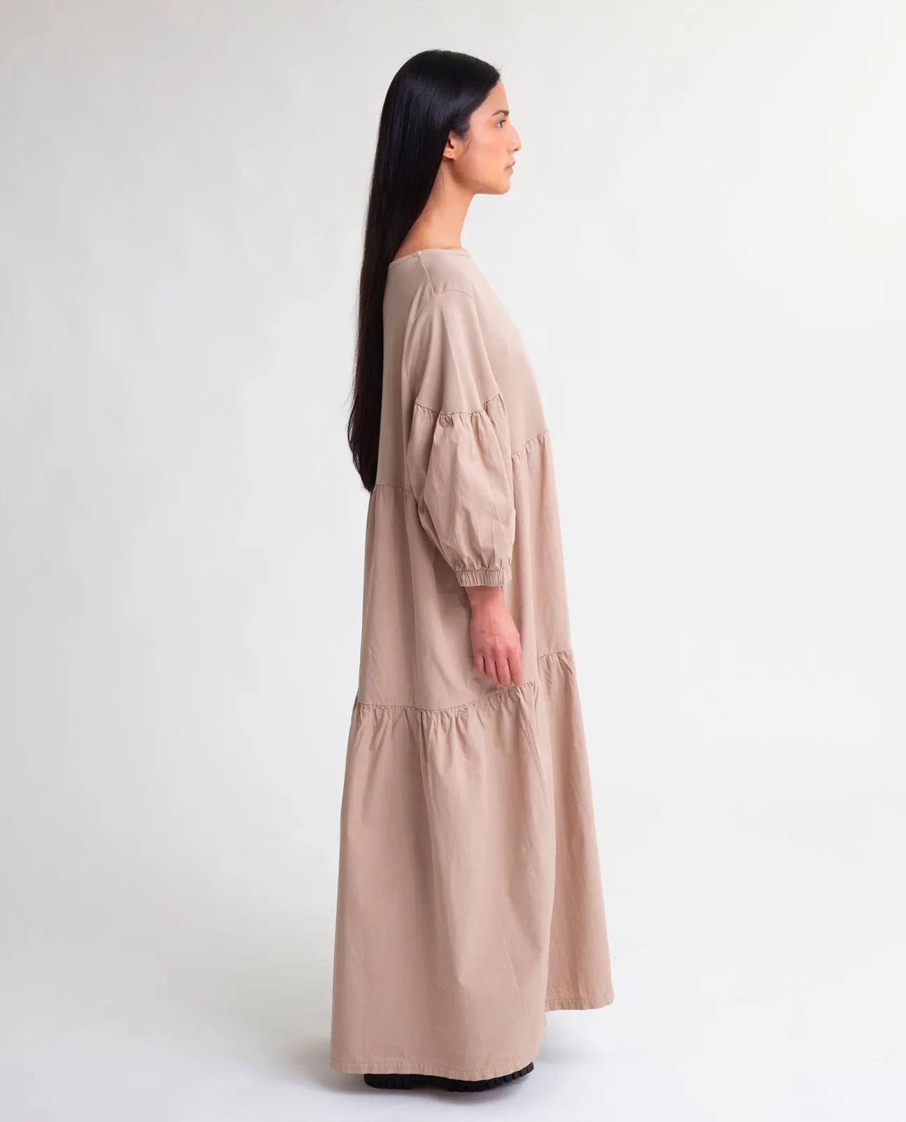 Celeste Organic Cotton Dress In Light Taupe