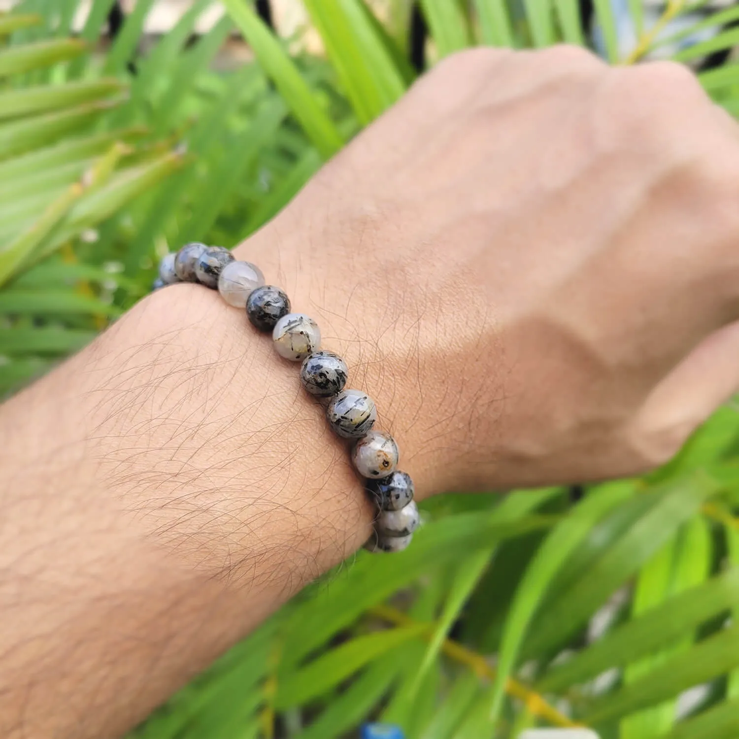 Certified Black Rutile 8mm Natural Stone Bracelet