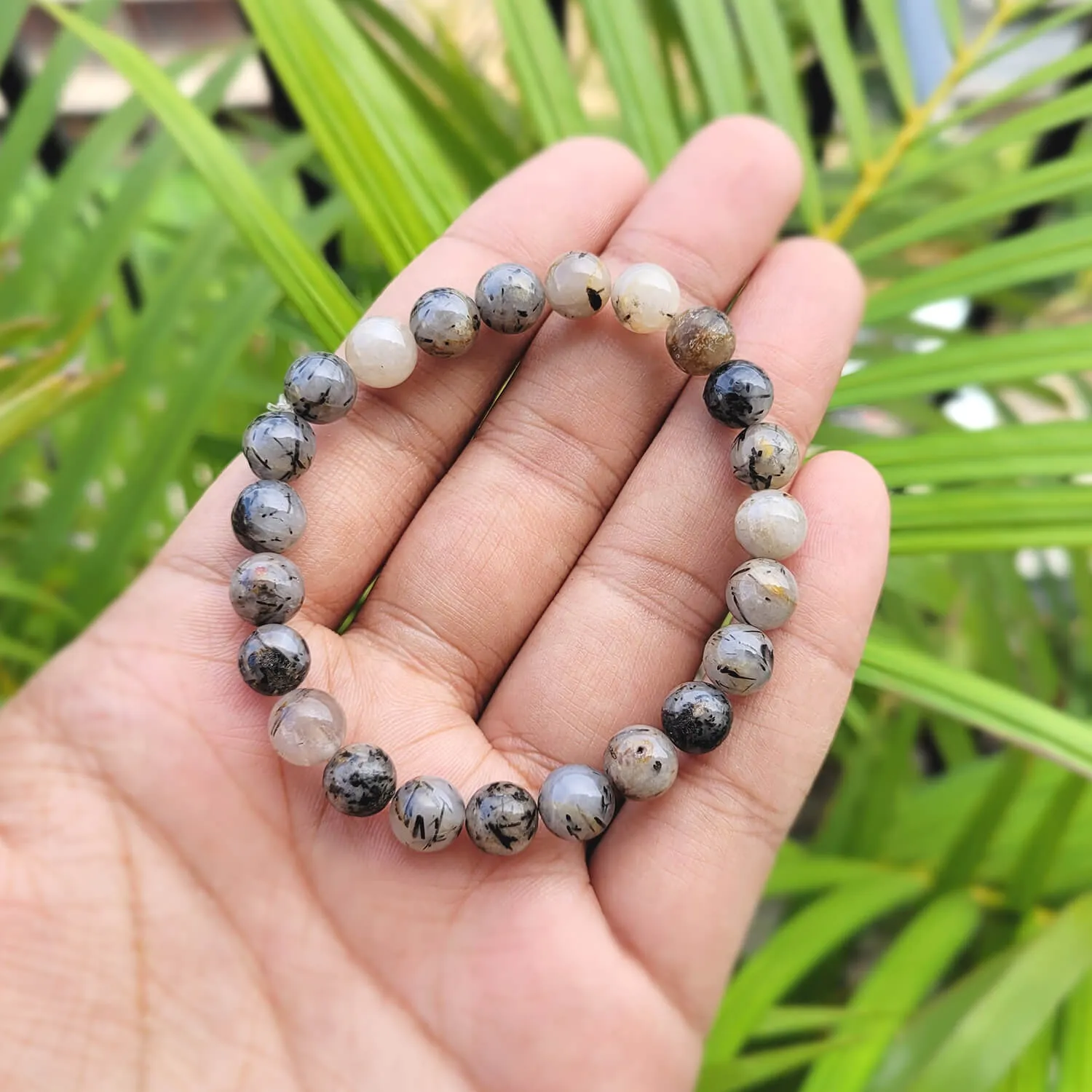 Certified Black Rutile 8mm Natural Stone Bracelet