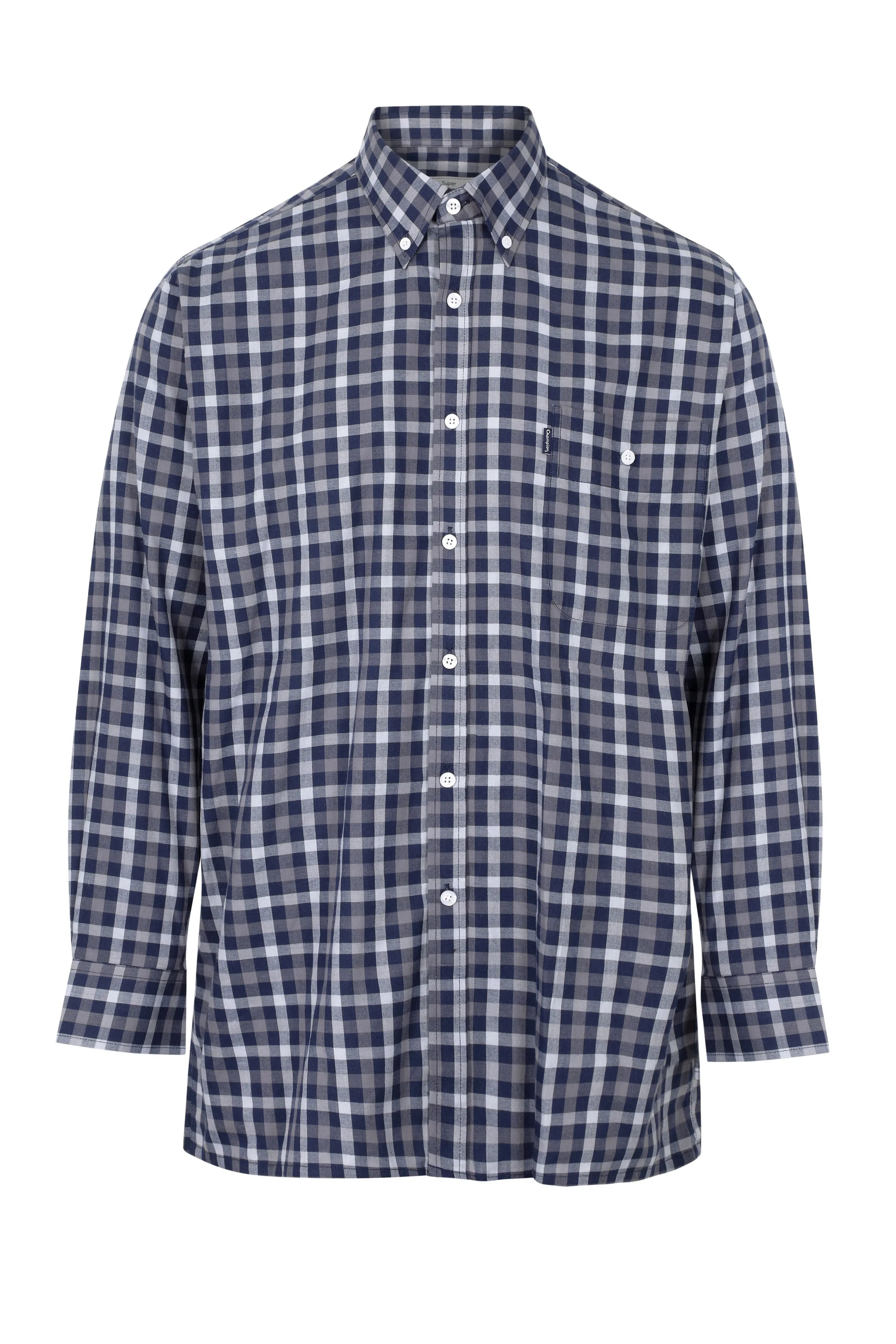 Champion Mens Southwold Long Sleeve Check Shirt  55% Cotton, 45% polyester Button down collar Champion branded buttons 2 Button cuff Single chest pock-NAVY