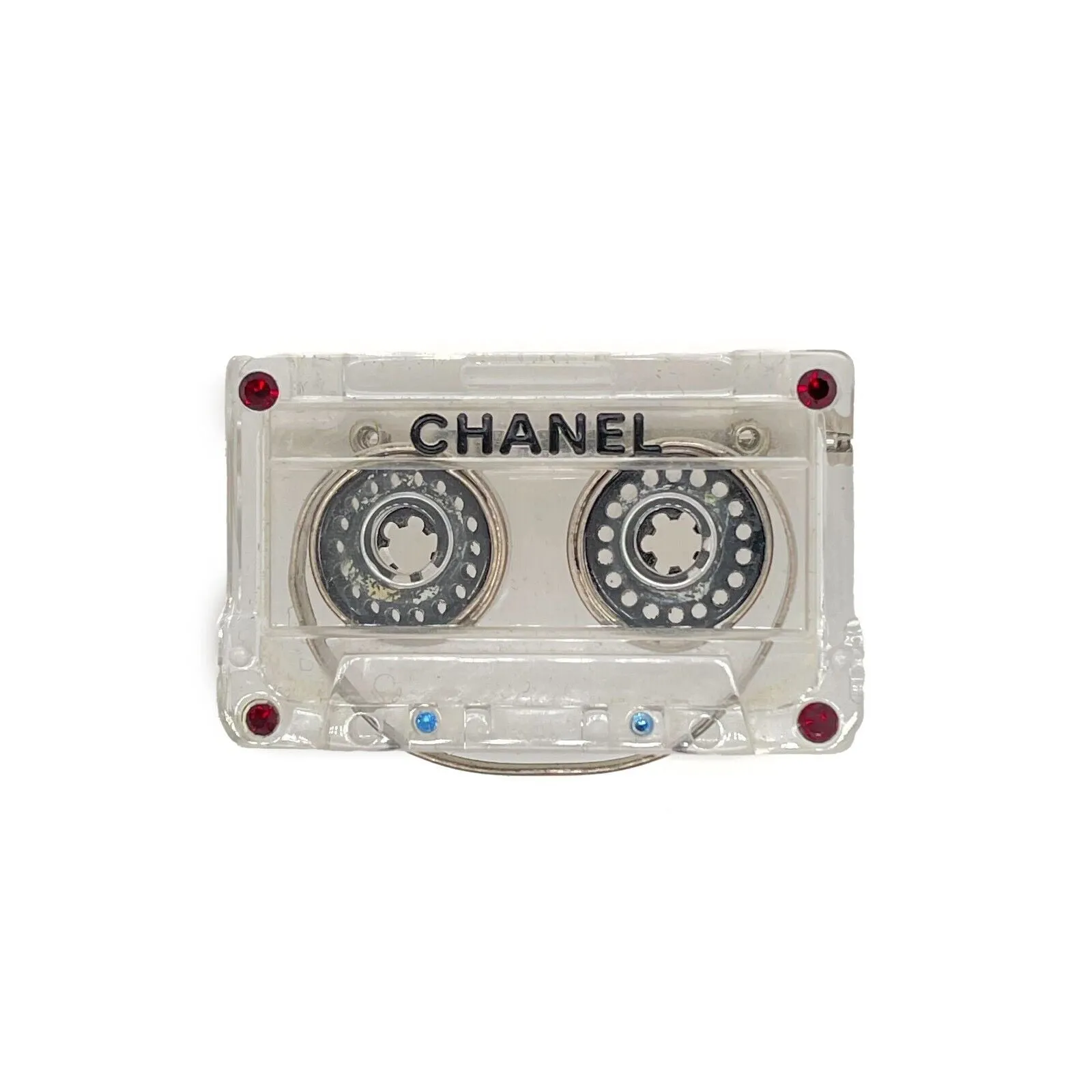 CHANEL - 04P 'CHANEL' Cassette Tape - Resin / Black Brooch