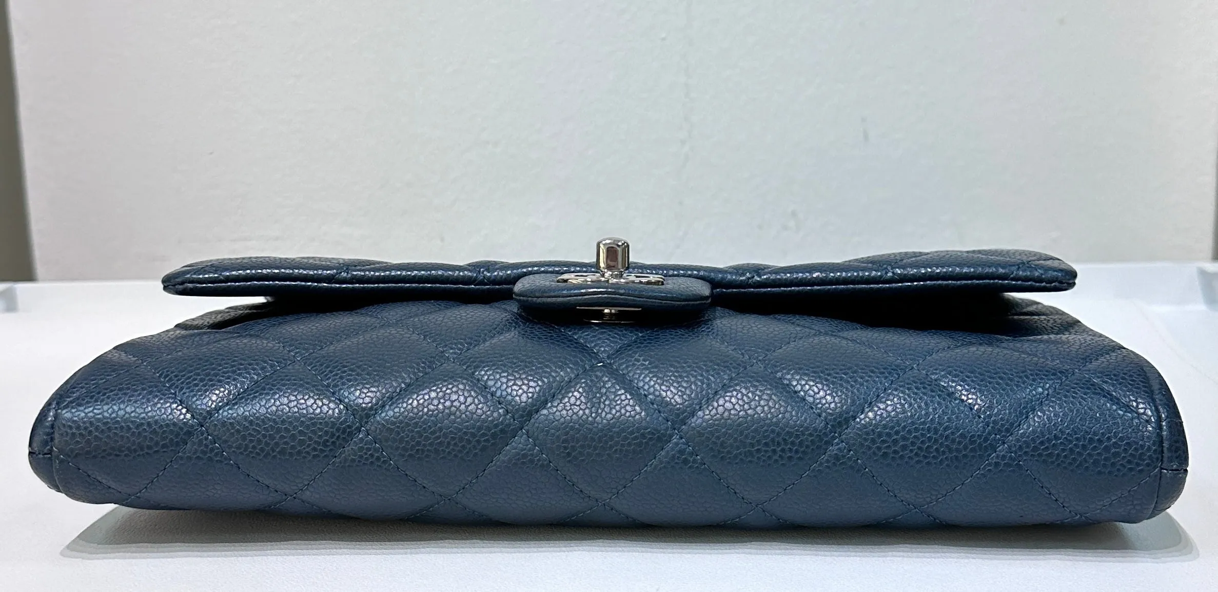 Chanel Blue Caviar Timeless Clutch with Chain SHW