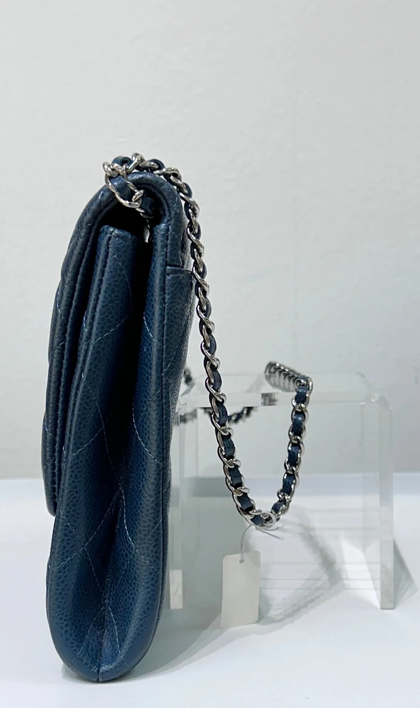 Chanel Blue Caviar Timeless Clutch with Chain SHW