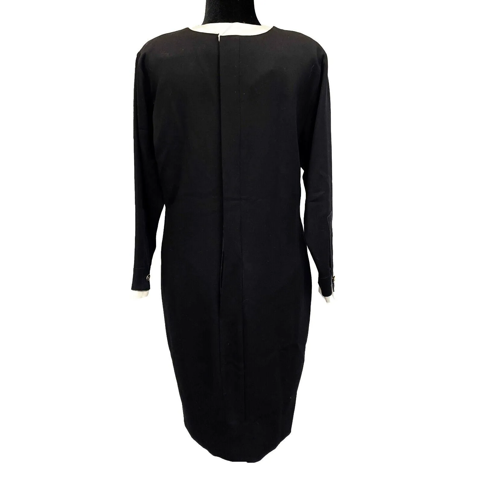 CHANEL - Vintage Satin Layer Trim Bow Shift Wool Dress - Black - FR 40 / US 8