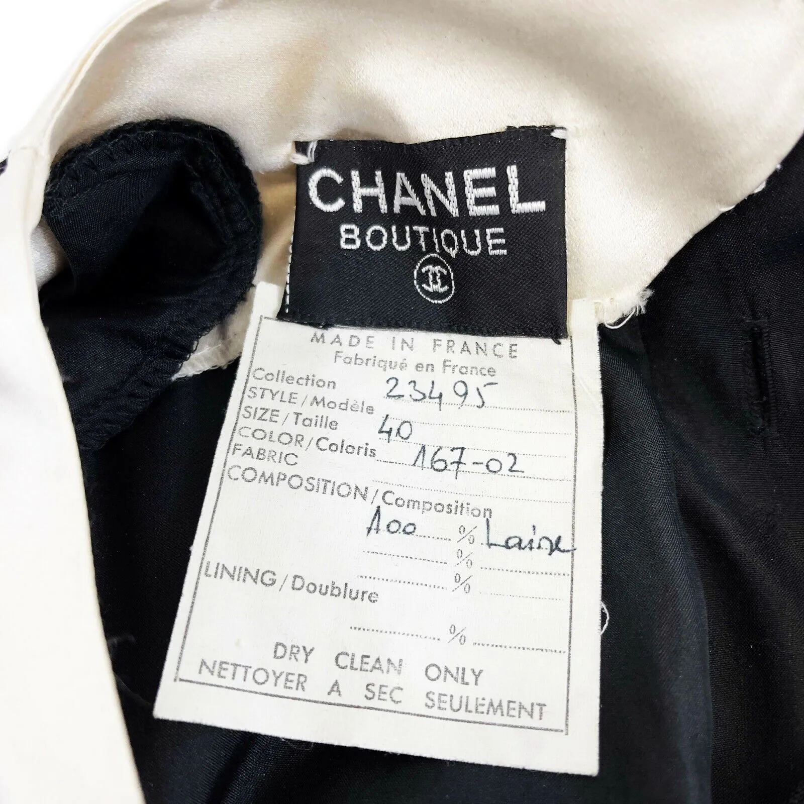 CHANEL - Vintage Satin Layer Trim Bow Shift Wool Dress - Black - FR 40 / US 8