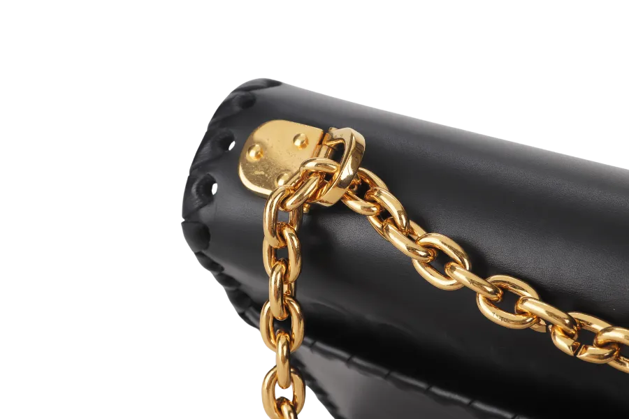 CHRISTIAN DIOR MONTAIGNE BRAIDED 25 BLACK LEATHER GOLD HARDWARE (17-BO-1109) WITH DUST COVER