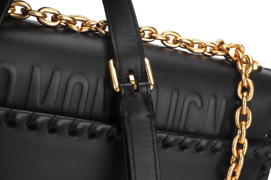 CHRISTIAN DIOR MONTAIGNE BRAIDED 25 BLACK LEATHER GOLD HARDWARE (17-BO-1109) WITH DUST COVER