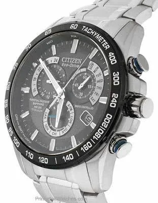 Citizen Mens Perpetual Chrono AT Titanium - Blue Accents - Black Dial - Bracelet