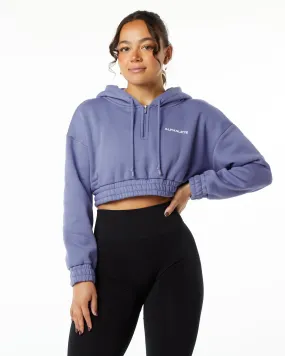 Classic Capital Crop Hoodie - Digital Violet