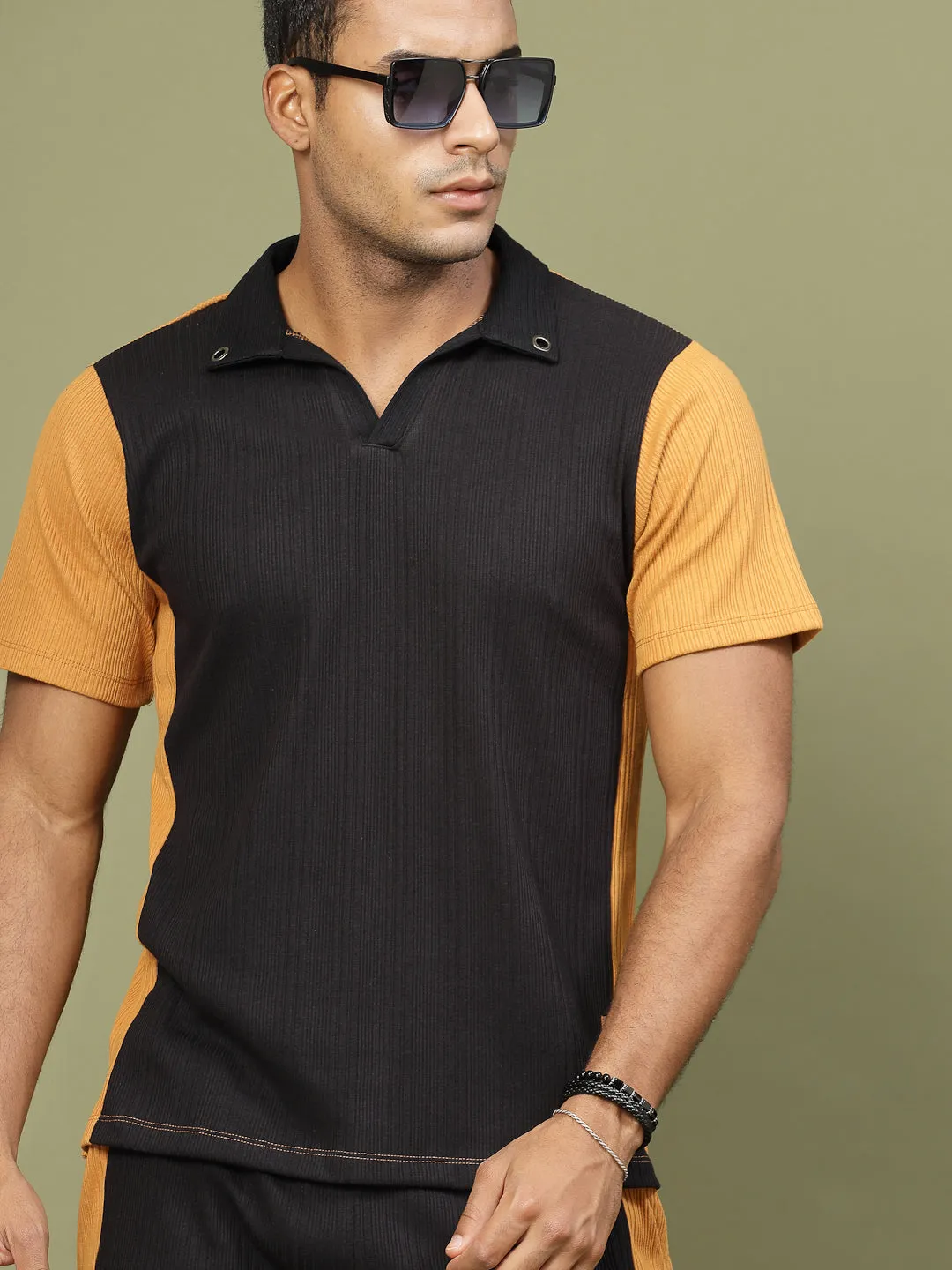 Colorblock Rib Polo Co-ords