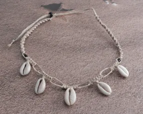 Cowry Dangle with Black seed beads.