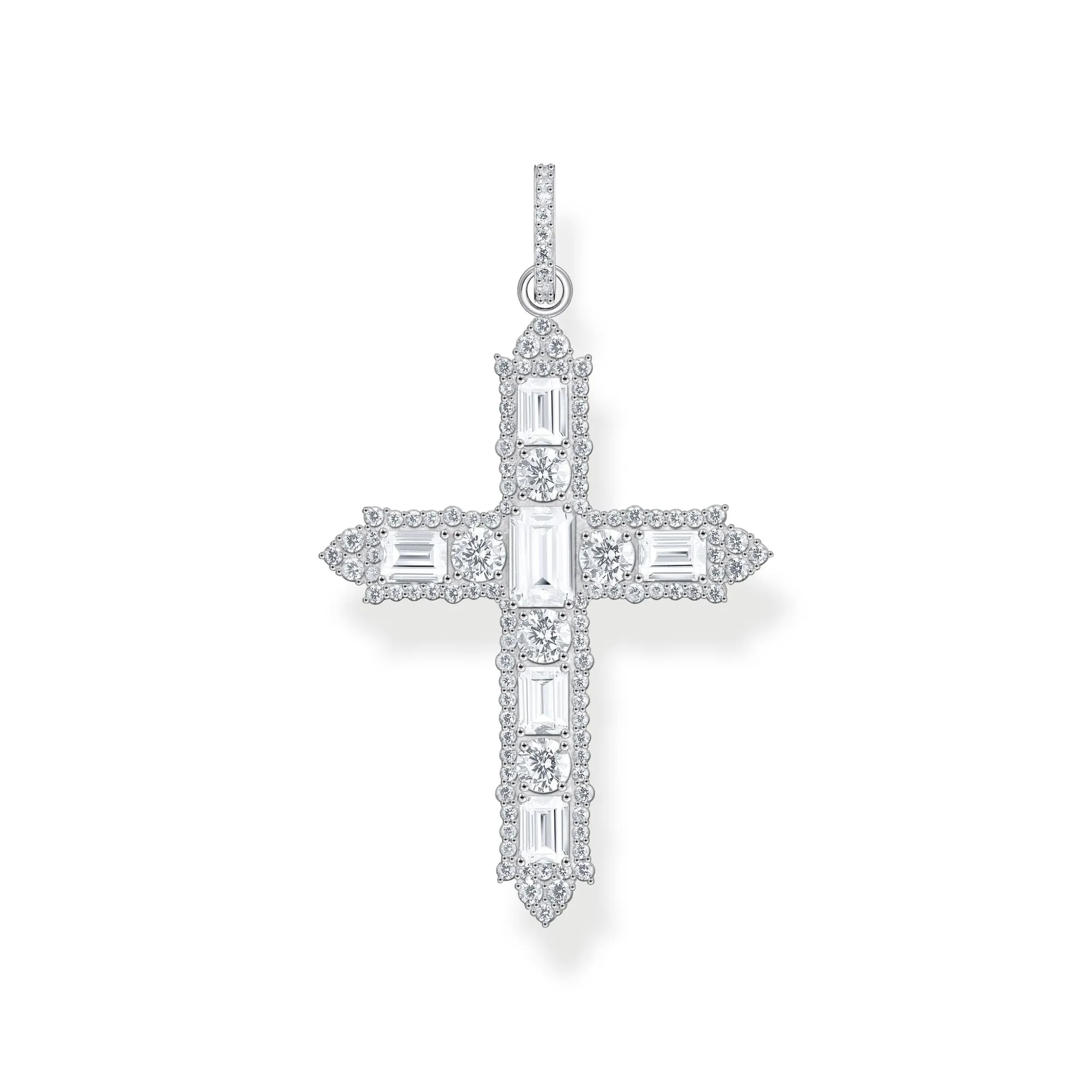 Cross pendant with white zirconia