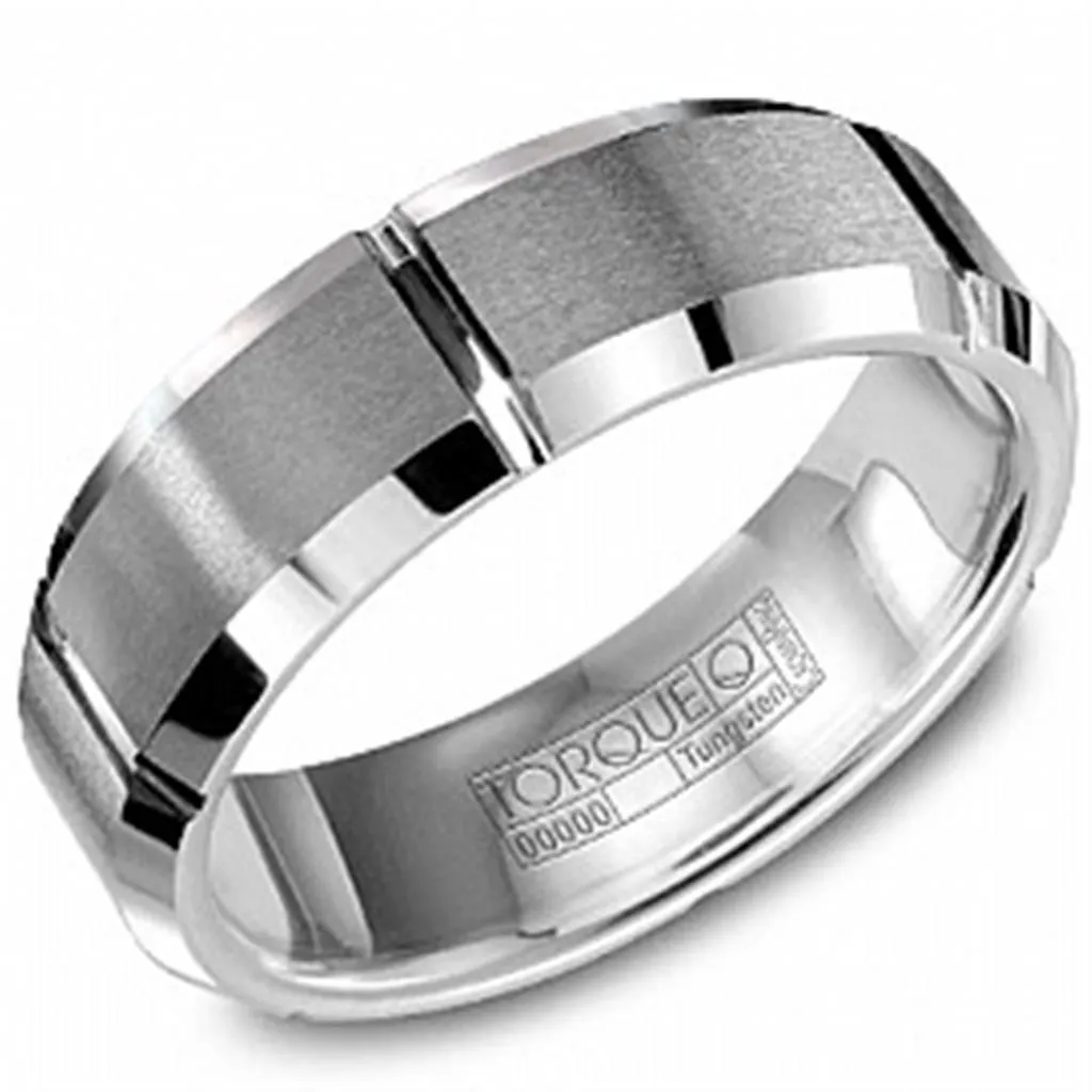 Crown Ring Grey Tungsten Wedding Band