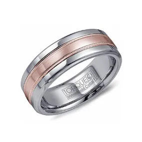 Crown Ring White Cobalt & 14-Karat Rose Gold Wedding Band