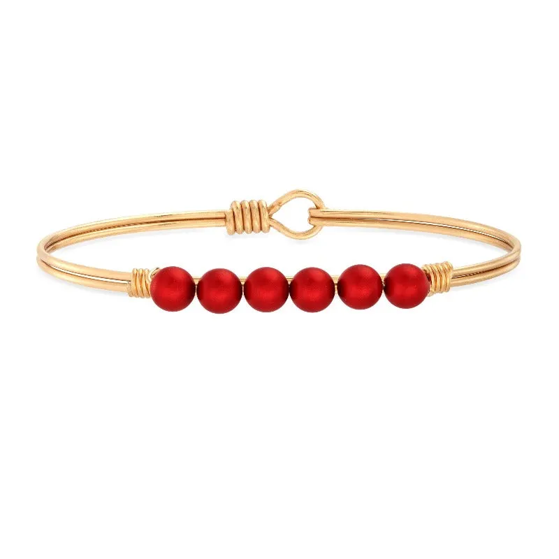 Crystal Pearl Bangle Bracelet in Scarlet