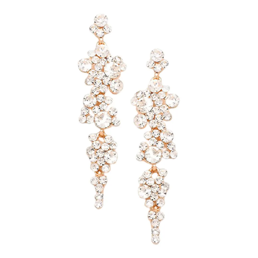 Crystal Rhinestone Bubble Dangle Evening Earrings