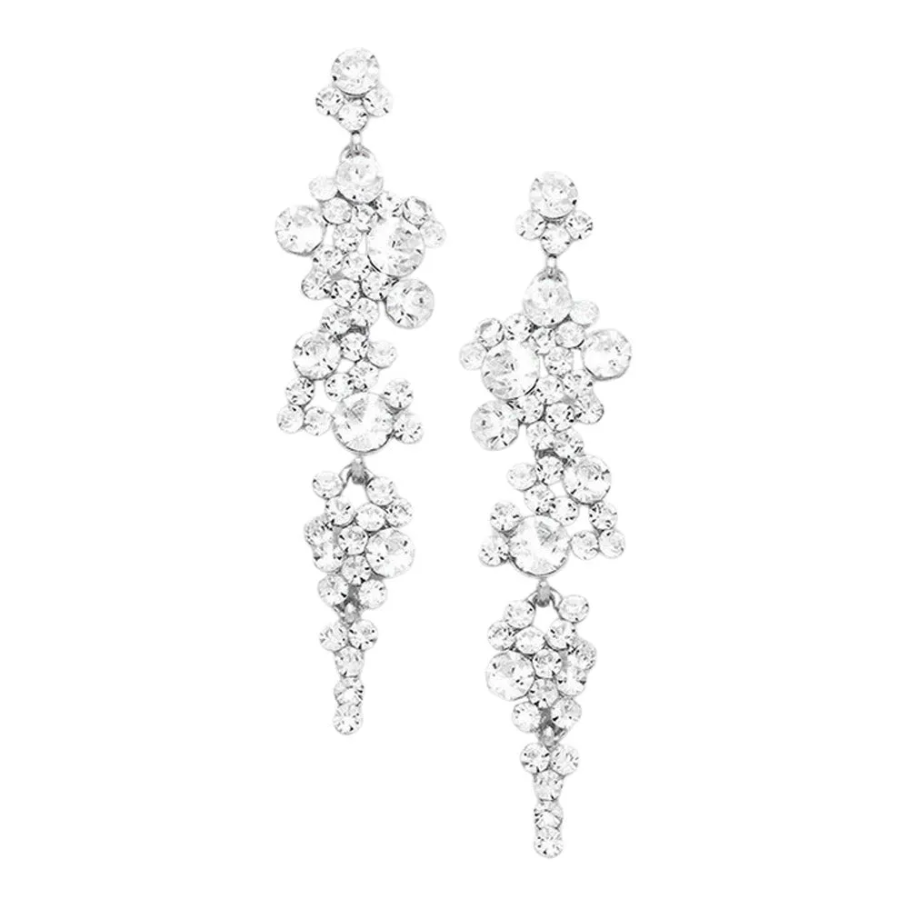 Crystal Rhinestone Bubble Dangle Evening Earrings