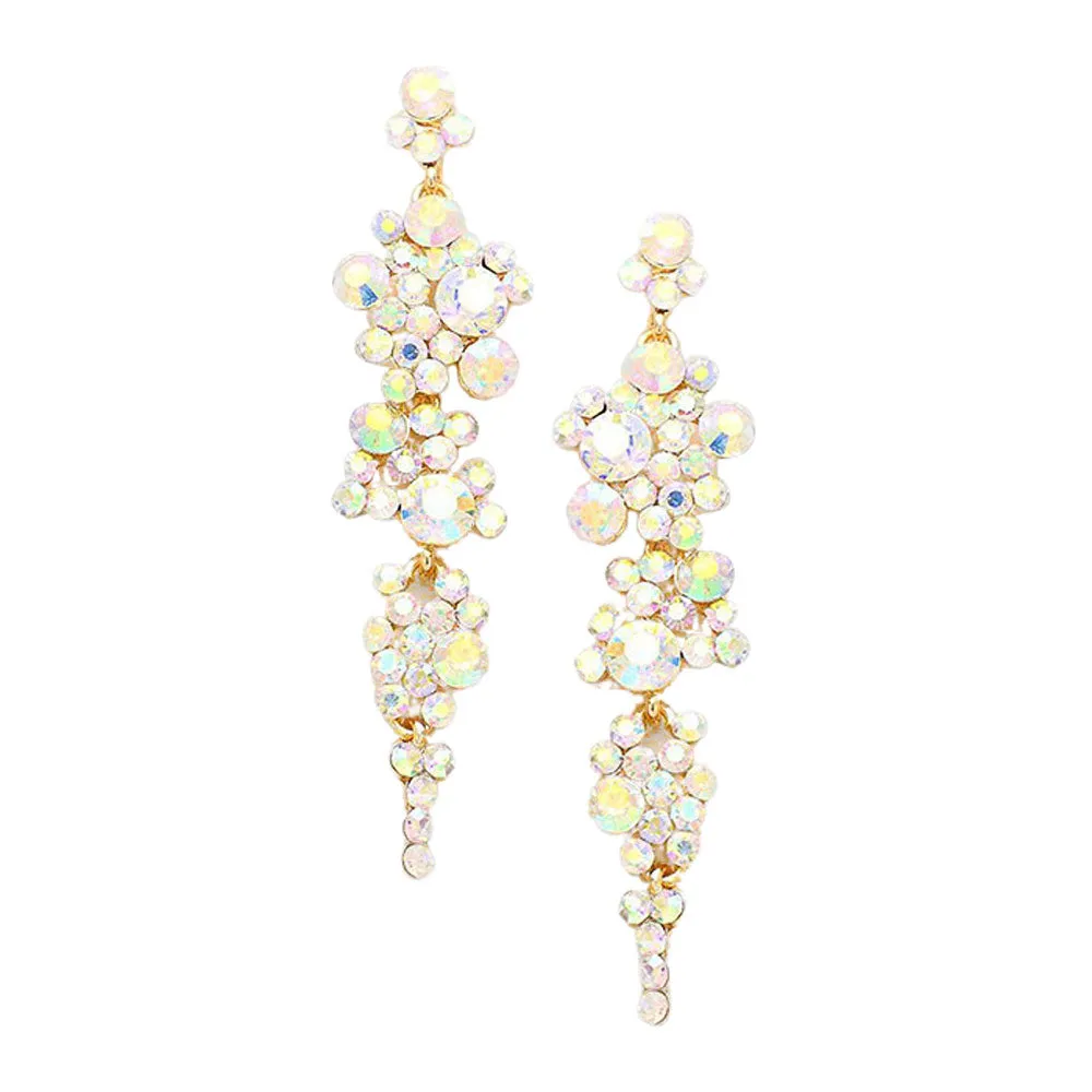 Crystal Rhinestone Bubble Dangle Evening Earrings