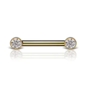 Cubic Zirconia Engraved Nipple Barbell by Maria Tash in Yellow Gold