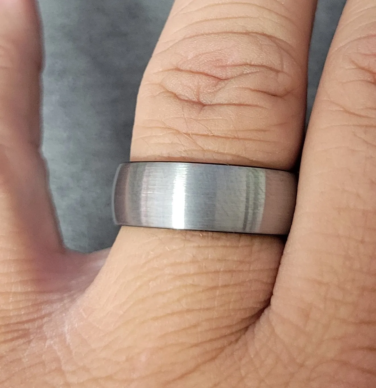 Custom Engraved Men's Tungsten Brushed Steel Wedding Ring - Personalized Handwriting