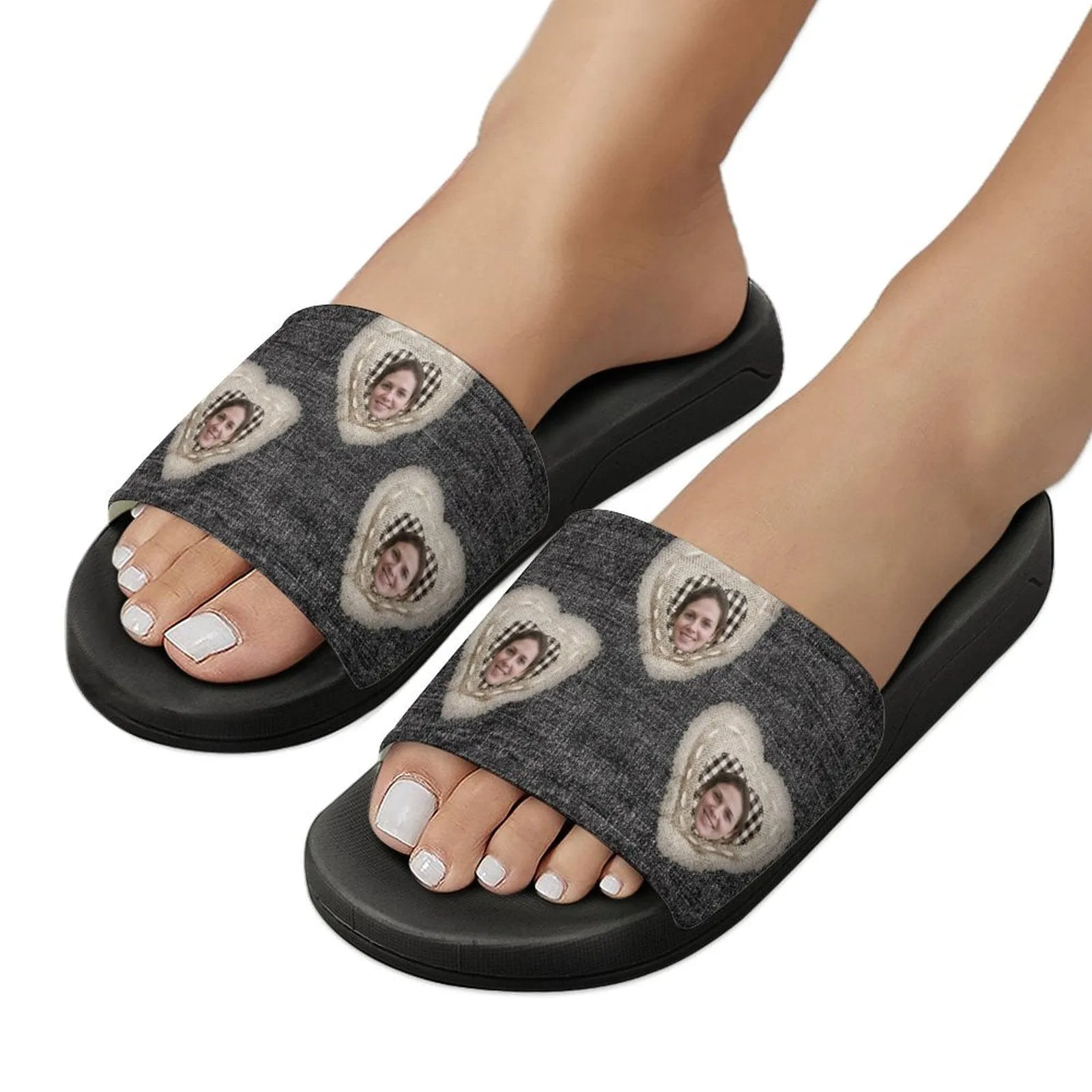 Custom Face Patch Unisex Slide Sandals For Holiday Gifts