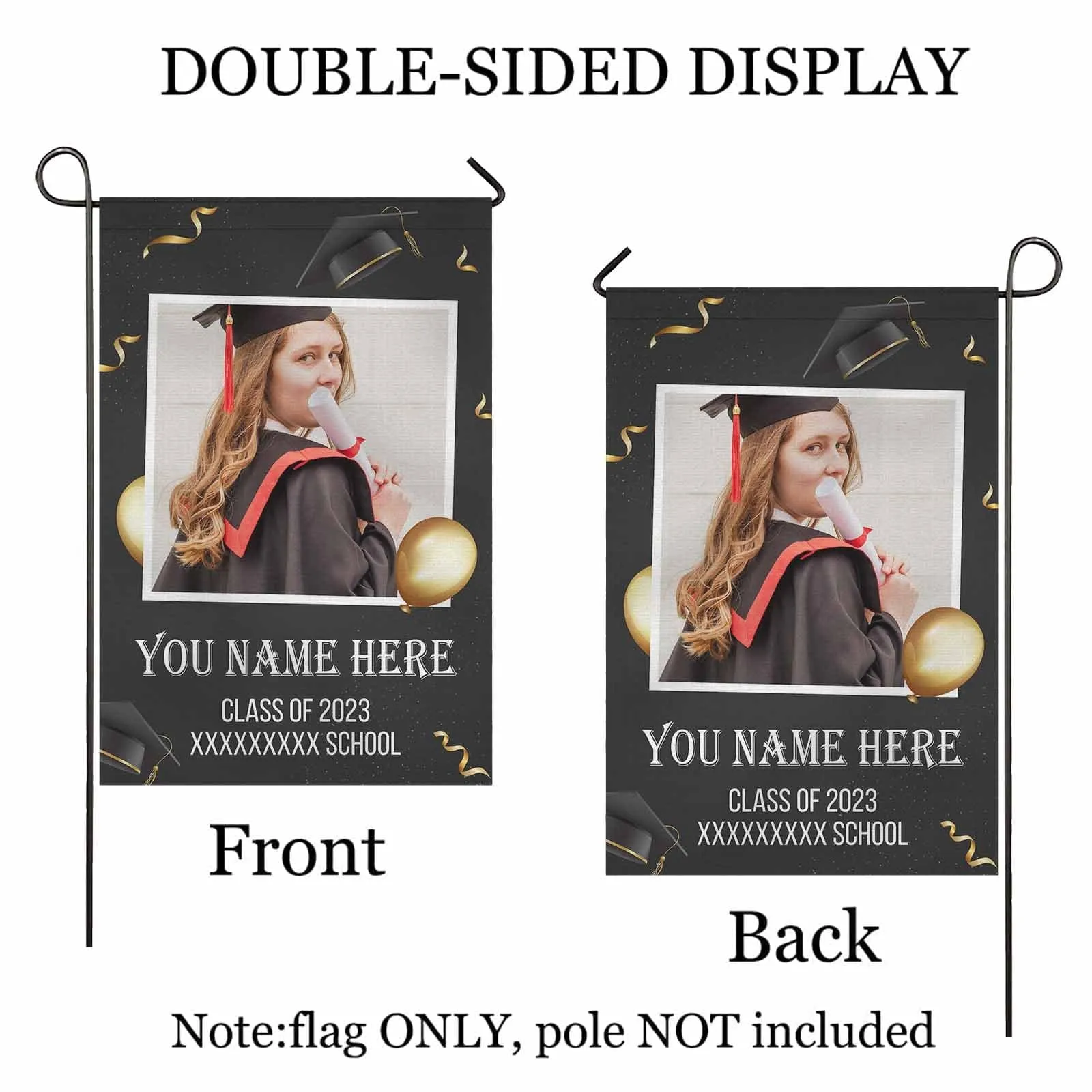 Custom Photo&Name Class Of 2023 Graduation Garden Flag Graduation Gift Decorations