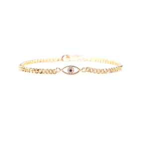 Dainty Cuban Link Chain Evil Eye Bracelet