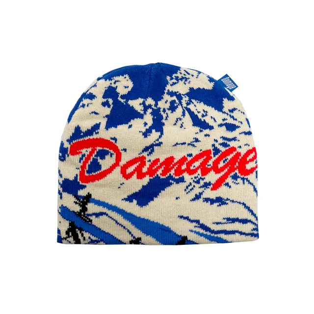 Damage LTD Mountains Jacquard Beanie - Cream Blue