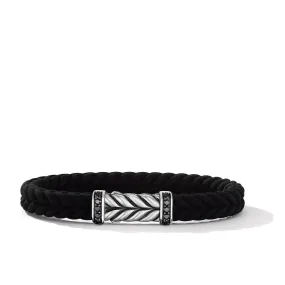 David Yurman Gents Chevron Black Rubber Bracelet with Pave Black Diamonds