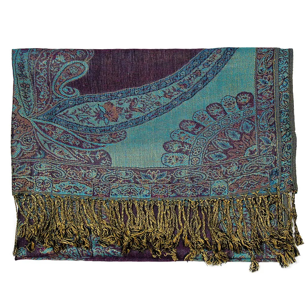 Deep Purple Paisley Print Pashmina