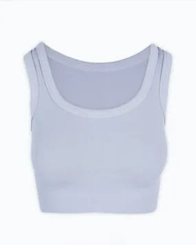 Deep Scoop Neck Crop Top in Ice Blue