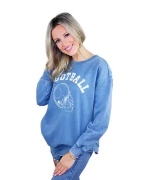 DENIM BLUE HIGH LOW FLEECE FOOTBALL AUGUST BLEU PULLOVER/SWEATSHIRT